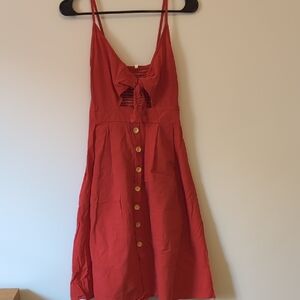 Spaghetti-Strap Tie-Front Red Sundress